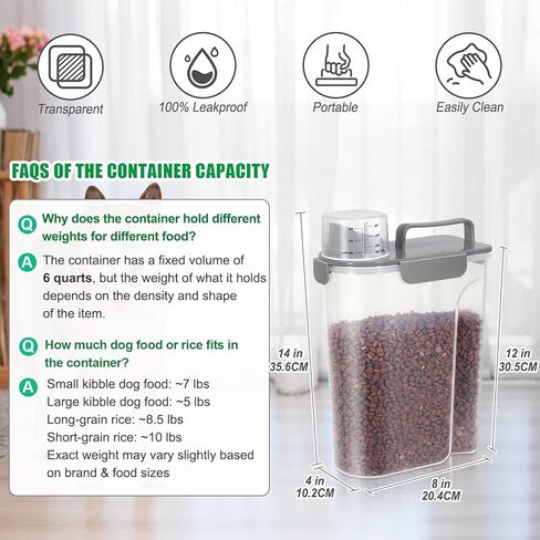 حاويات تخزين طعام الحيوانات الأليفة من تي بي ماكس، عبوة من قطعتين، موزع حاوية طعام الكلاب محكم الغلق مع صنبور كبير ومقبض محمول، صندوق تخزين طعام القطط أثناء السفر، حاوية بذور الطيور in Kuwait