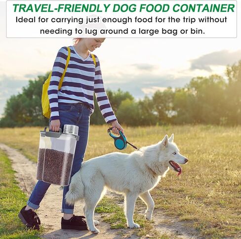 حاويات تخزين طعام الحيوانات الأليفة من تي بي ماكس، عبوة من قطعتين، موزع حاوية طعام الكلاب محكم الغلق مع صنبور كبير ومقبض محمول، صندوق تخزين طعام القطط أثناء السفر، حاوية بذور الطيور in Kuwait