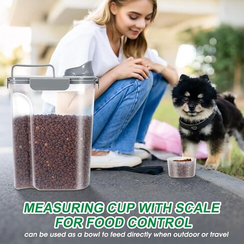 حاويات تخزين طعام الحيوانات الأليفة من تي بي ماكس، عبوة من قطعتين، موزع حاوية طعام الكلاب محكم الغلق مع صنبور كبير ومقبض محمول، صندوق تخزين طعام القطط أثناء السفر، حاوية بذور الطيور in Kuwait