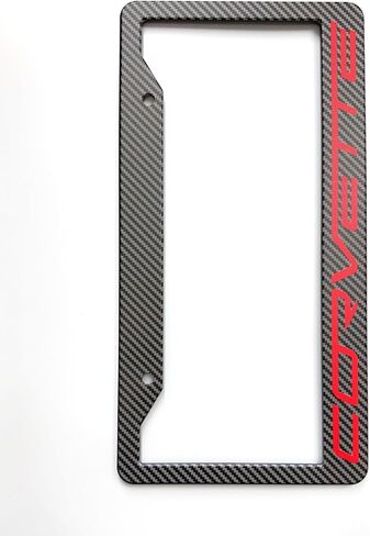 1PC C8 Corvette License Plate Frame - Carbon Fiber with C8 Crossed Flags Logo for 2020-2024 Stingray, Z51, Z06, E-Ray Corvettes in Saudi Arabia
