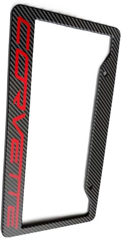 1PC C8 Corvette License Plate Frame - Carbon Fiber with C8 Crossed Flags Logo for 2020-2024 Stingray, Z51, Z06, E-Ray Corvettes in Saudi Arabia