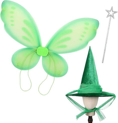 JenPen 3 Pcs Fairy Princess Costume Include Hat Butterfly Wings Star Wand for Women Halloween Fairy Dress up Birthday Supply in Saudi Arabia