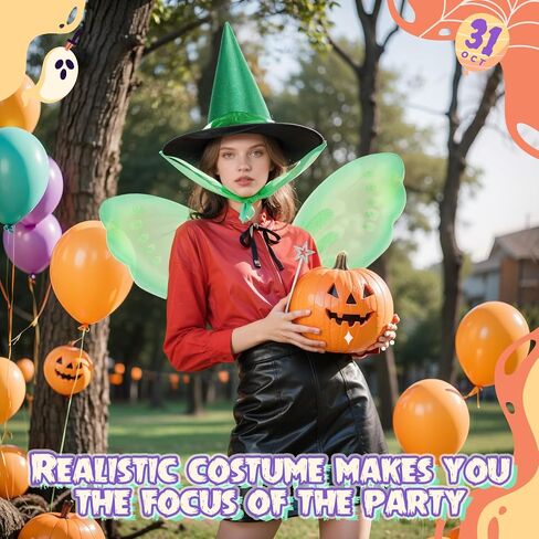 JenPen 3 Pcs Fairy Princess Costume Include Hat Butterfly Wings Star Wand for Women Halloween Fairy Dress up Birthday Supply in Saudi Arabia