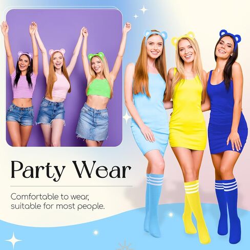 Toulite Bear Ears Headband Tail Stripe Knee-high Socks Set, Bear Animal Costume Accessories for Women Halloween Cosplay Party in Saudi Arabia