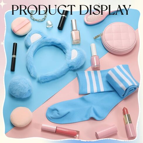 Toulite Bear Ears Headband Tail Stripe Knee-high Socks Set, Bear Animal Costume Accessories for Women Halloween Cosplay Party in Saudi Arabia