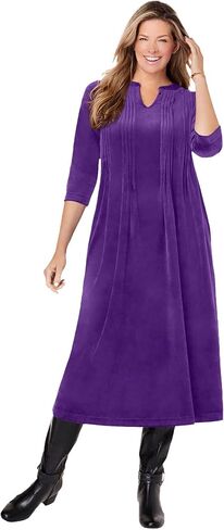Woman Within Plus Size Pintuck Velour Dress in Saudi Arabia