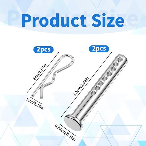 مجموعتان من دبوس Clevis قابل للتعديل شديد التحمل، سبائك فولاذية، حجم أداة التثبيت 3/8 × 2-1/2 بوصة، 8 فتحات مع مشبك R للمنزل والمزرعة والأعمال التجارية والسيارات in Kuwait