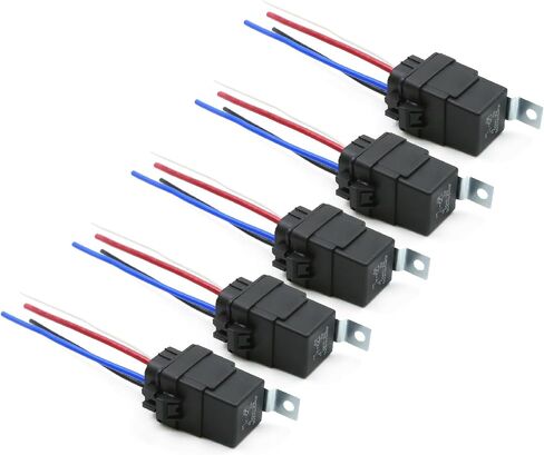 5pcs 12V 4-PIN Waterproof Relay with Harness 40/30 AMP Relay, Automotive 12V Relay Switch Kit, Heavy Duty 12 AWG Tinned Copper Wire for Horns Starters Radiator Fans Lights in Saudi Arabia