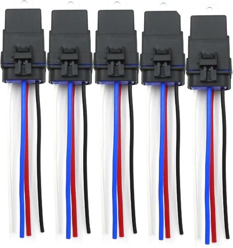 5pcs 12V 4-PIN Waterproof Relay with Harness 40/30 AMP Relay, Automotive 12V Relay Switch Kit, Heavy Duty 12 AWG Tinned Copper Wire for Horns Starters Radiator Fans Lights in Saudi Arabia