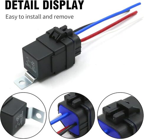 5pcs 12V 4-PIN Waterproof Relay with Harness 40/30 AMP Relay, Automotive 12V Relay Switch Kit, Heavy Duty 12 AWG Tinned Copper Wire for Horns Starters Radiator Fans Lights in Saudi Arabia