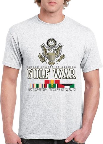 Gulf War Proud Veteran T-Shirt American Vet Army Desert Storm Operation Valor DD 214 Soldier Patriotic Men's Tee in Saudi Arabia