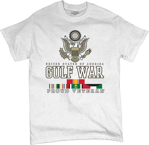Gulf War Proud Veteran T-Shirt American Vet Army Desert Storm Operation Valor DD 214 Soldier Patriotic Men's Tee in Saudi Arabia