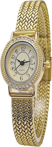 Women's Vintage Oval Watch Luxury Ultra Thin Dial Stainless Steel Watch Band Waterproof Dress Watch in Saudi Arabia