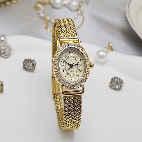 Women's Vintage Oval Watch Luxury Ultra Thin Dial Stainless Steel Watch Band Waterproof Dress Watch in Saudi Arabia