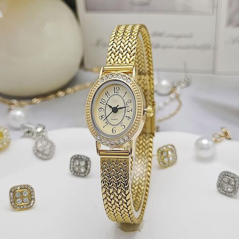 Women's Vintage Oval Watch Luxury Ultra Thin Dial Stainless Steel Watch Band Waterproof Dress Watch in Saudi Arabia