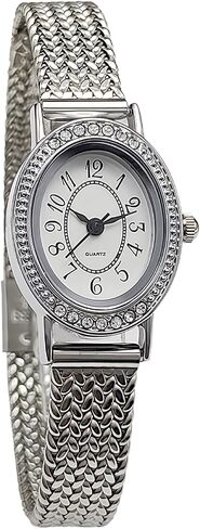 Women's Vintage Oval Watch Luxury Ultra Thin Dial Stainless Steel Watch Band Waterproof Dress Watch in Saudi Arabia