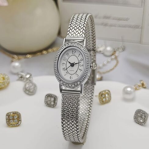 Women's Vintage Oval Watch Luxury Ultra Thin Dial Stainless Steel Watch Band Waterproof Dress Watch in Saudi Arabia