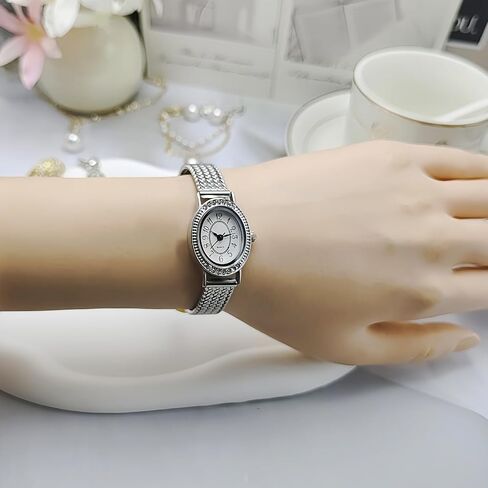 Women's Vintage Oval Watch Luxury Ultra Thin Dial Stainless Steel Watch Band Waterproof Dress Watch in Saudi Arabia