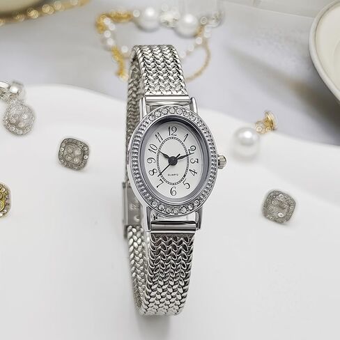 Women's Vintage Oval Watch Luxury Ultra Thin Dial Stainless Steel Watch Band Waterproof Dress Watch in Saudi Arabia