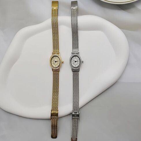 Women's Vintage Oval Watch Luxury Ultra Thin Dial Stainless Steel Watch Band Waterproof Dress Watch in Saudi Arabia