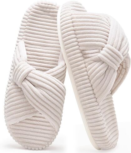 Slippers for Women House Bedroom Memory Foam Corduroy Crossbands Slide Home Shoes in Saudi Arabia