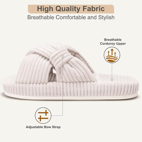 Slippers for Women House Bedroom Memory Foam Corduroy Crossbands Slide Home Shoes in Saudi Arabia