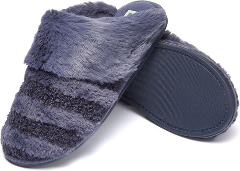 شبشب نسائي Fruit of the Loom، Zapatos Cómodos، ريش مخطط مع قبقاب من الفرو، إسفنج ذو ذاكرة in Saudi Arabia