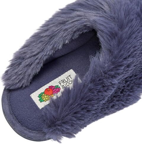 شبشب نسائي Fruit of the Loom، Zapatos Cómodos، ريش مخطط مع قبقاب من الفرو، إسفنج ذو ذاكرة in Saudi Arabia