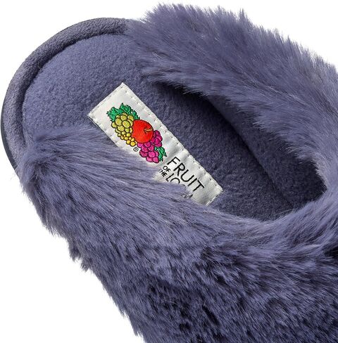 شبشب نسائي Fruit of the Loom، Zapatos Cómodos، ريش مخطط مع قبقاب من الفرو، إسفنج ذو ذاكرة in Saudi Arabia