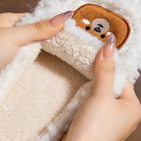 Cute Bear Slippers for Women, Plush Animal Sytle Fuzzy Cozy House Shoes with Cloud Cushion Sole, Warm Slip-On Bedroom Slippers, Non-Slip Indoor Outdoor in Saudi Arabia