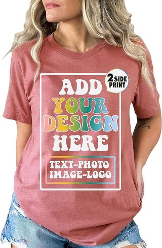 Custom T-Shirt Add Your Own Text Design Personalized Design Your Own T-Shirt Front Back Side Add Your Photo T-Shirt in Kuwait