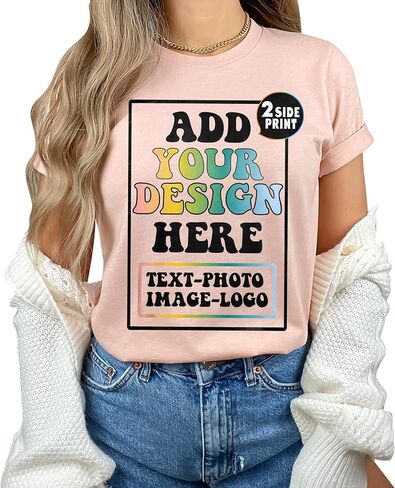 Custom T-Shirt Add Your Own Text Design Personalized Design Your Own T-Shirt Front Back Side Add Your Photo T-Shirt in Kuwait