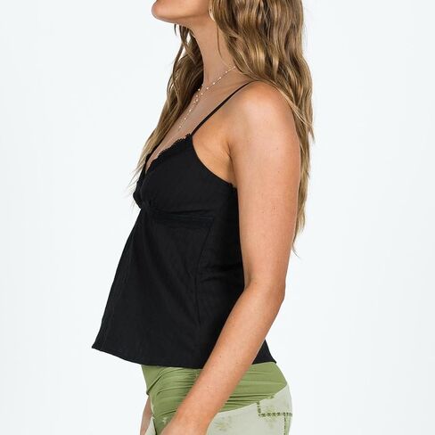 Women Y2K Tank Top Vintage Lace Trim V-Neck Slim Cami Crop Top Sweet Preppy Going Out Tops 00s Aesthetic Mini Vest in Saudi Arabia