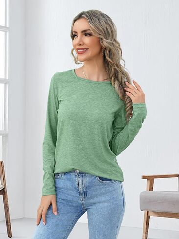 Long Sleeve Shirts for Women Pack Crewneck Basic Tee Tops Spring Casual Tshirts in Kuwait