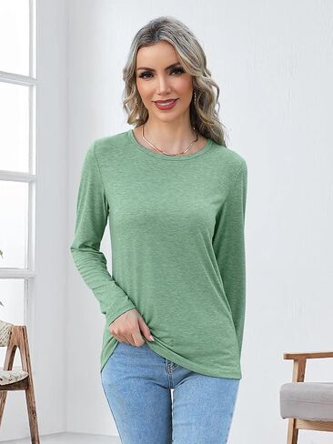 Long Sleeve Shirts for Women Pack Crewneck Basic Tee Tops Spring Casual Tshirts in Kuwait