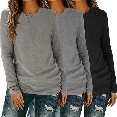 Long Sleeve Shirts for Women Pack Crewneck Basic Tee Tops Spring Casual Tshirts in Saudi Arabia