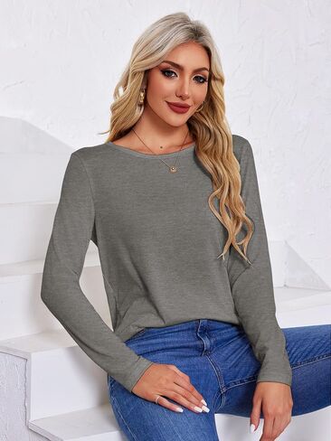 Long Sleeve Shirts for Women Pack Crewneck Basic Tee Tops Spring Casual Tshirts in Saudi Arabia