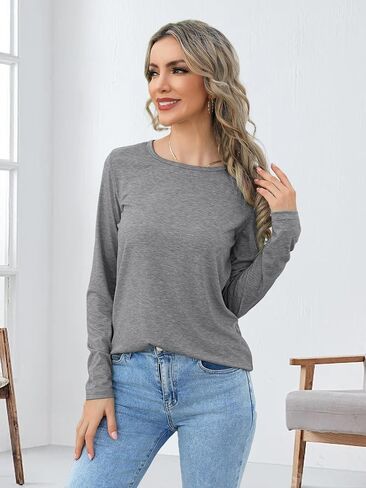 Long Sleeve Shirts for Women Pack Crewneck Basic Tee Tops Spring Casual Tshirts in Saudi Arabia