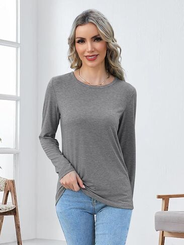 Long Sleeve Shirts for Women Pack Crewneck Basic Tee Tops Spring Casual Tshirts in Saudi Arabia
