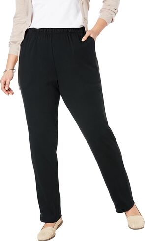 Woman Within Plus Size 7-Day Knit Straight-Leg Pull-On Pants - 1X, Black in Saudi Arabia