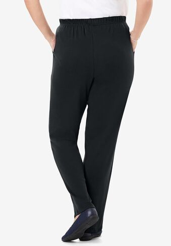Woman Within Plus Size 7-Day Knit Straight-Leg Pull-On Pants - 1X, Black in Saudi Arabia