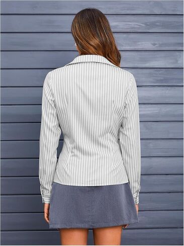 MakeMeChic Women's Striped Button Down Shirts Long Sleeve Slim Fit Collared Blouse Y2K Tops in Saudi Arabia
