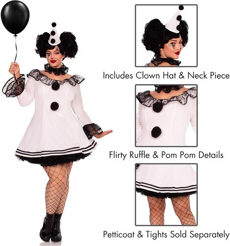 Leg Avenue Women's 3 PC Pierrot Sexy Clown Costume Plus Size Costumes for Women in Saudi Arabia
