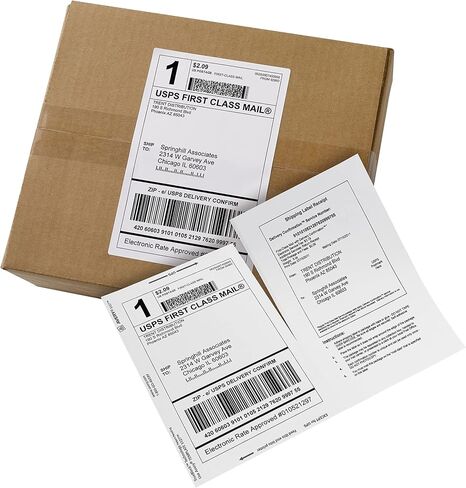 Avery Printable Shipping Labels with Paper Receipts, 5-1/16" x 7-5/8", White, 100 Blank Mailing Labels (27900) in Saudi Arabia