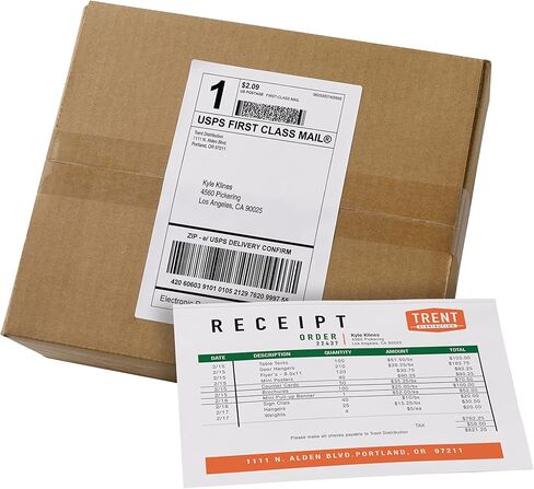 Avery Printable Shipping Labels with Paper Receipts, 5-1/16" x 7-5/8", White, 100 Blank Mailing Labels (27900) in Saudi Arabia