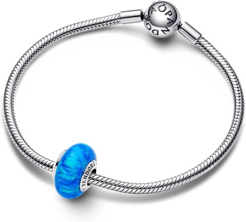 Pandora Opalescent Charm سوار Charm Moments الأساور - مجوهرات نسائية مذهلة - هدية للنساء - مصنوعة من الفضة الاسترليني والأوبال من صنع الإنسان - مع صندوق هدايا in Saudi Arabia
