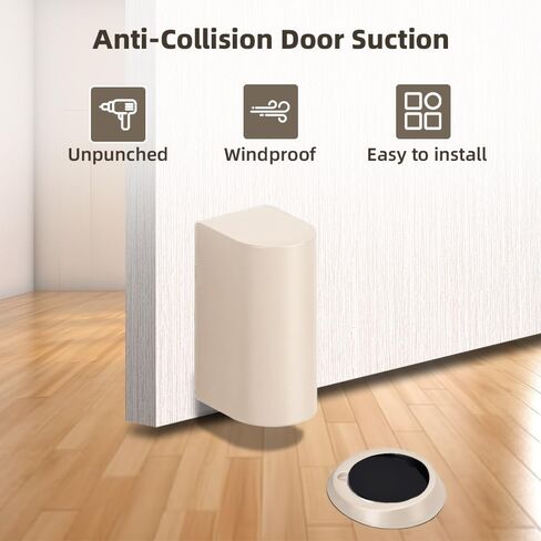 Windproof Magnetic Door Stoppers, Punch-Free Mechanical Silent Floor Door Stop, Adjustable Height for Door Gaps, Magnetic Door Catch Holder to Keep Open, No-Drill & Screws, Black in Saudi Arabia