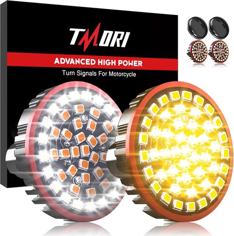 مجموعة مصابيح إشارات الانعطاف LED 2 بوصة 1157 (8 في 1) للدراجات النارية Harley، رقائق EMC 2835 1157 مصابيح أمامية وخلفية وامضة على شكل رصاصة * 4 مع 4 أغطية لعدسات رصاصة الدخان in Saudi Arabia