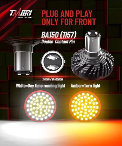 مجموعة مصابيح إشارات الانعطاف LED 2 بوصة 1157 (8 في 1) للدراجات النارية Harley، رقائق EMC 2835 1157 مصابيح أمامية وخلفية وامضة على شكل رصاصة * 4 مع 4 أغطية لعدسات رصاصة الدخان in Saudi Arabia