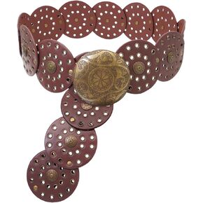 Wide Disc Belts for Women Vintage Western Waist Belt Concho Leather Disk Belt Boho Belt in Saudi Arabia